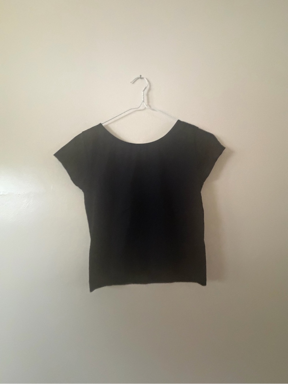 Free People Black Short Sleeve Scoop Neck Top